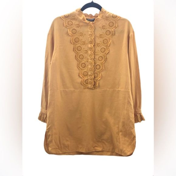 NWT ZARA women’s embroidery eyelet linen blend tunic top - Picture 3 of 5